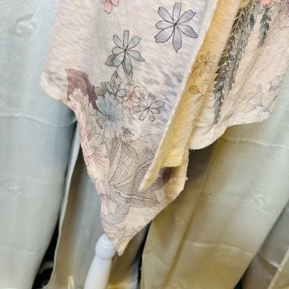 Cupio Purple and Cream Asymmetrical or Shark Bite Hem Long Sleeve Tunic Large - Picture 5 of 10